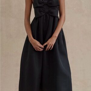Sachin & Babi Sloane Taffeta Double-Bow Pleated Midi Dress